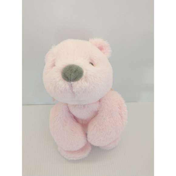 Baby Ganz Pink Teddy Bear Plush Ribbon White Bow Lovey Stuffed Animal‎ Gray Nose - Picture 1 of 16